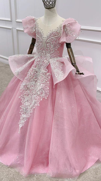 Vintage Pageant Gowns for Kids Cinderella Dress 51005-Pageant Dresses for Kids 2025 -Viniodress-Dusty Blue-Custom Size-