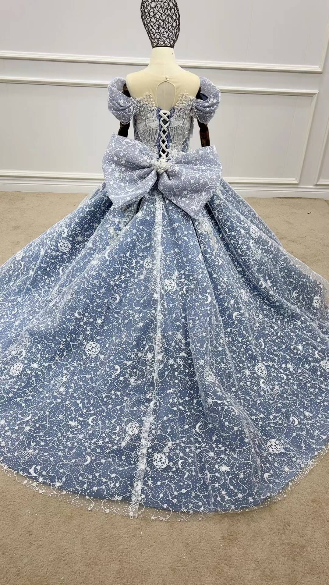 Vintage Pageant Gowns for Kids Cinderella Dress 51005-Pageant Dresses for Kids 2025 -Viniodress-Dusty Blue-Custom Size-
