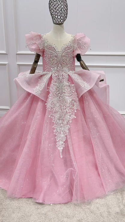 Vintage Pageant Gowns for Kids Cinderella Dress 51005-Pageant Dresses for Kids 2025 -Viniodress-Pink-Custom Size-