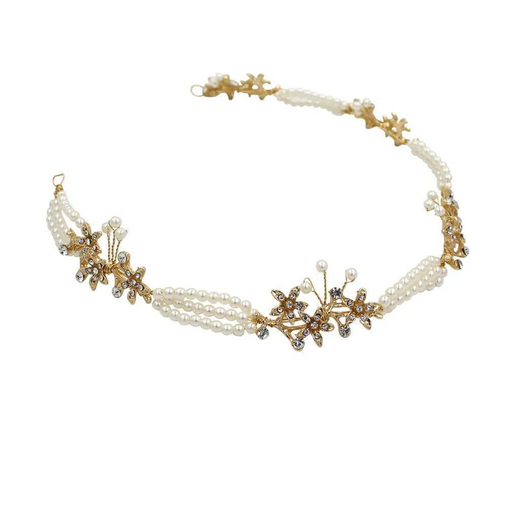 Vintage Pearl Drop Eearrings and Headband Set AC1101-Headpieces 2025 -Viniodress-Headband-