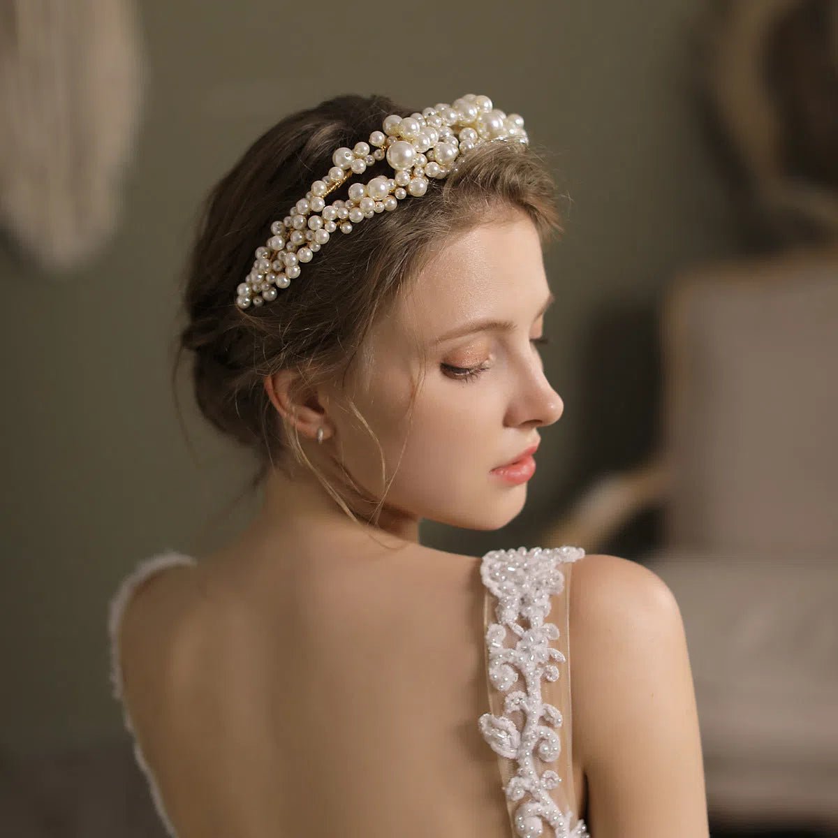 Vintage Pearl Hair Band Bridal Headpieces-Accessories 2025 -Viniodress-Gold-