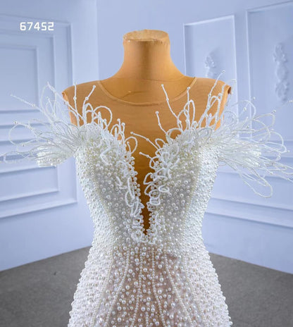 Vintage Pearl Mermaid Wedding Dresses Luxury Beaded Wedding Gown 67452-wedding dresses 2025 -Viniodress-Ivory-Custom Size-