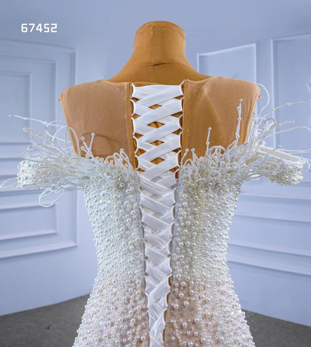 Vintage Pearl Mermaid Wedding Dresses Luxury Beaded Wedding Gown 67452-wedding dresses 2025 -Viniodress-Ivory-Custom Size-