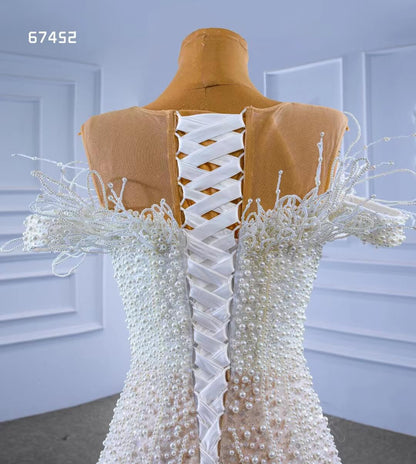 Vintage Pearl Mermaid Wedding Dresses Luxury Beaded Wedding Gown 67452-wedding dresses 2025 -Viniodress-Ivory-Custom Size-