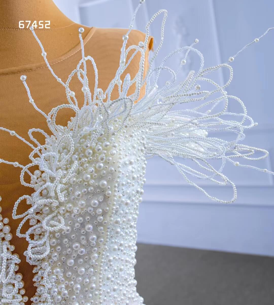 Vintage Pearl Mermaid Wedding Dresses Luxury Beaded Wedding Gown 67452-wedding dresses 2025 -Viniodress-Ivory-Custom Size-