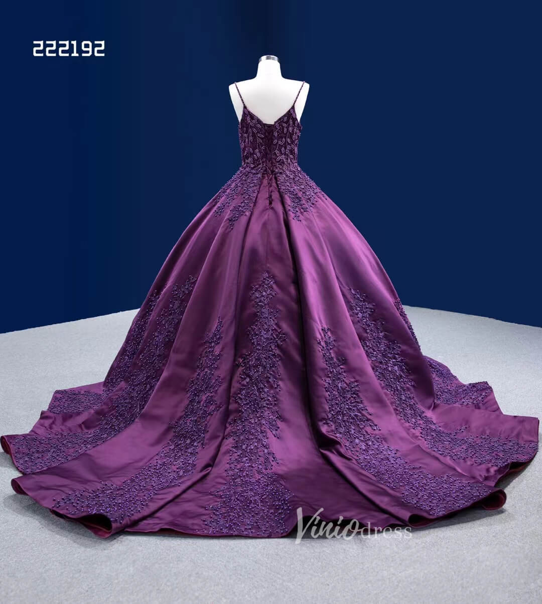 Vintage Purple Wedding Dresses Spaghetti Strap Cinderella Ball Gown Debut Dresses 222192-Quinceanera Dresses 2025 -Viniodress-Purple-Custom Size-