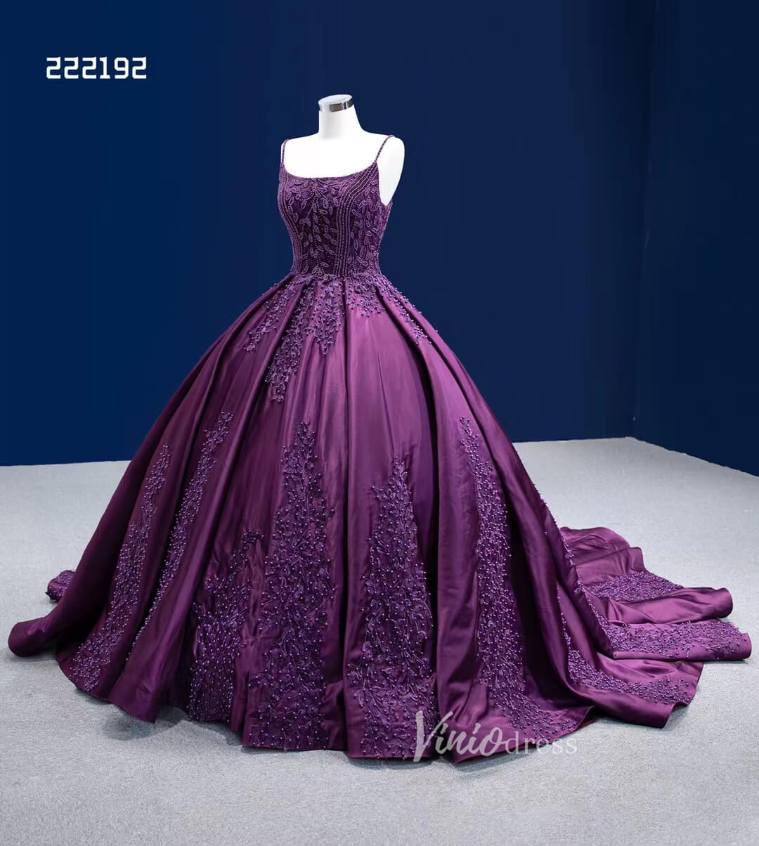 Vintage Purple Wedding Dresses Spaghetti Strap Cinderella Ball Gown Debut Dresses 222192-Quinceanera Dresses 2025 -Viniodress-Purple-Custom Size-