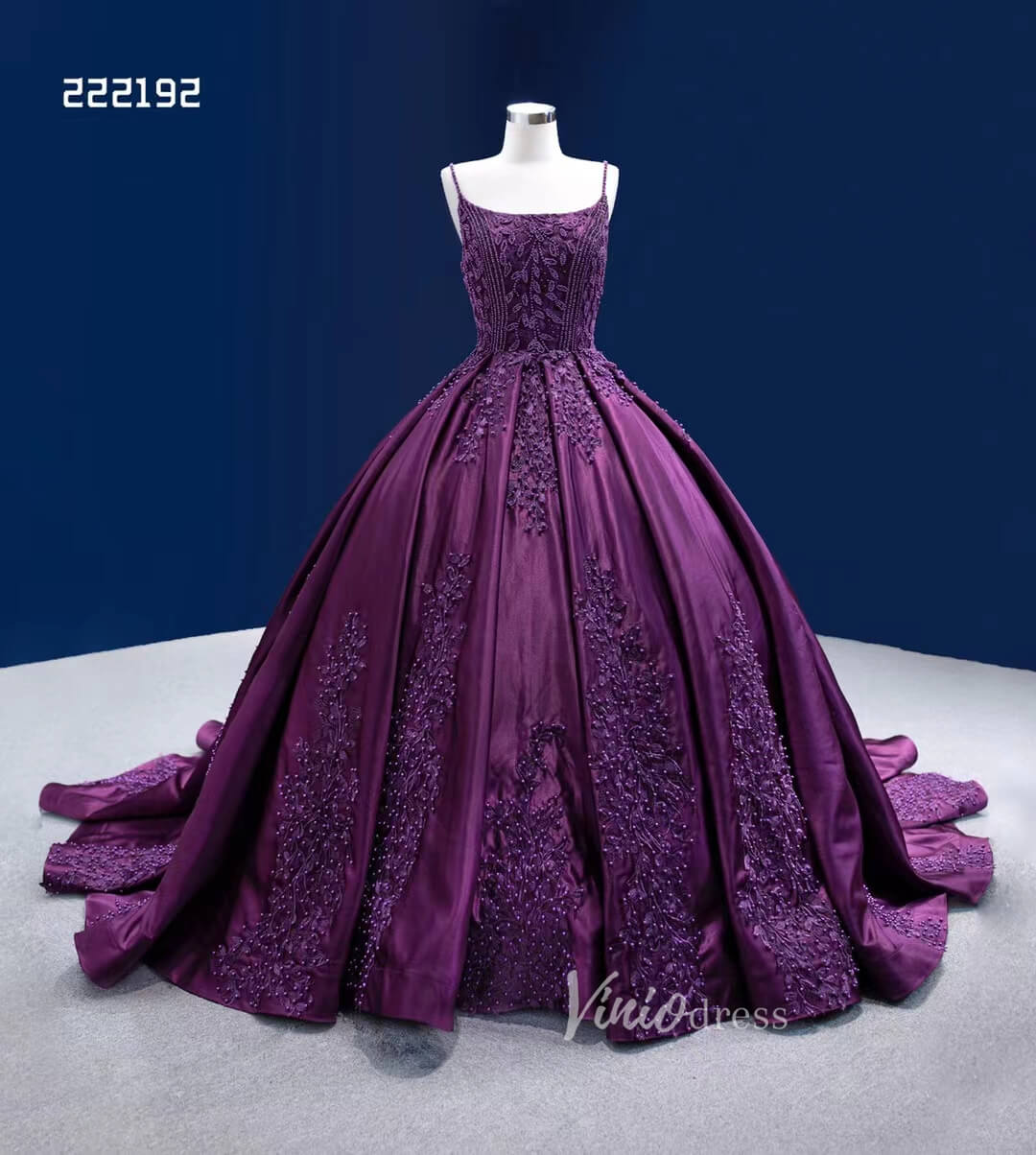 fitted lace wedding dress Vintage Purple Wedding Dresses Spaghetti Strap Cinderella Ball Gown De –  Viniodress