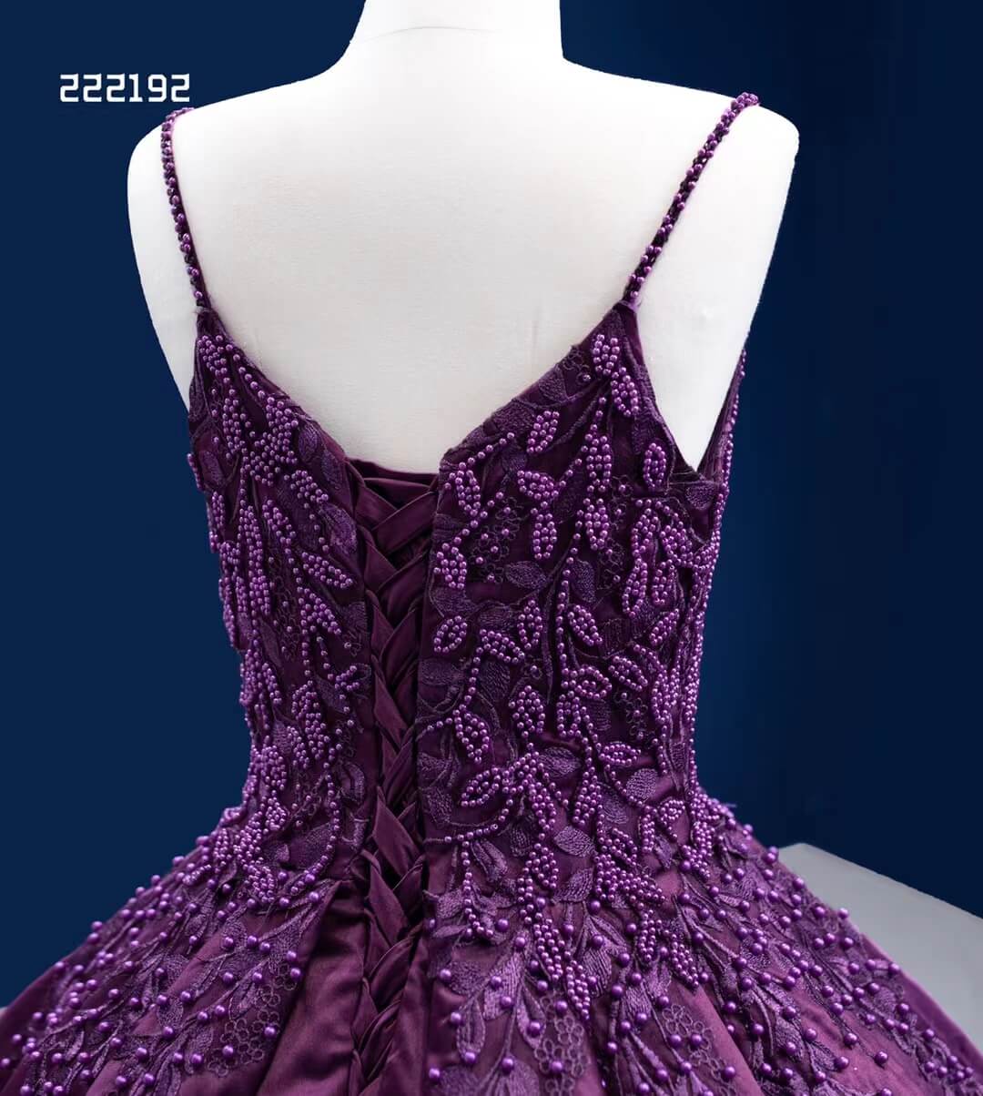 Vintage Purple Wedding Dresses Spaghetti Strap Cinderella Ball Gown De –  Viniodress