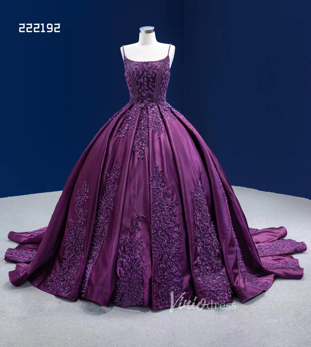 Vintage Purple Wedding Dresses Spaghetti Strap Cinderella Ball Gown Debut Dresses 222192-Quinceanera Dresses-Viniodress-Purple-Custom Size-Viniodress