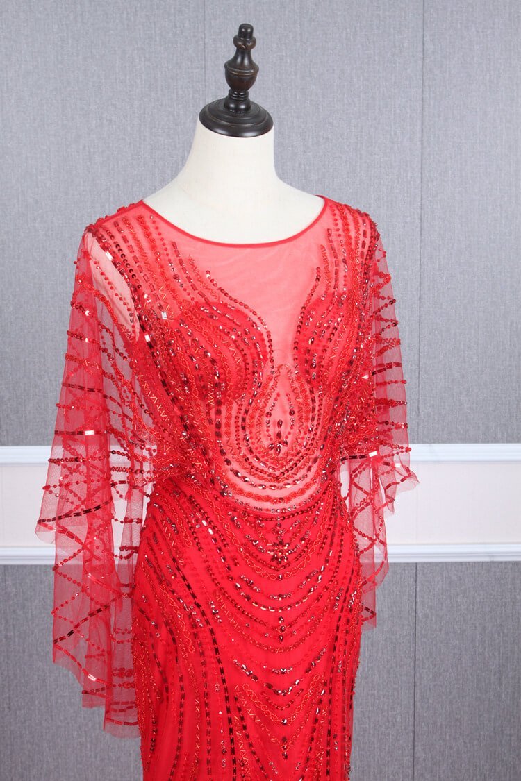 Vintage Red Beaded 20's Party Dresses Evening Dress FD2491-prom dresses-Viniodress-Viniodress