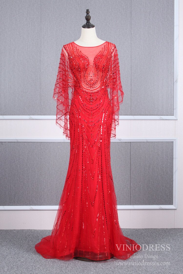 Vintage Red Beaded 20's Party Dresses Evening Dress FD2491-prom dresses-Viniodress-Viniodress