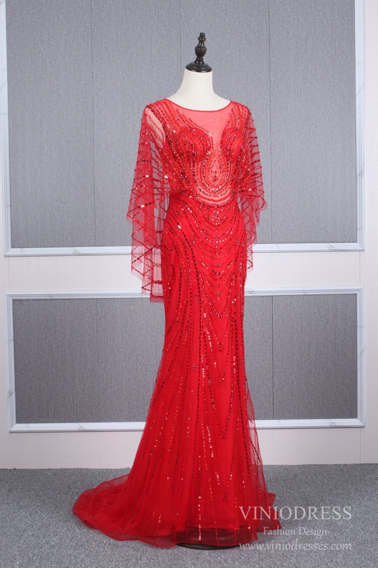 Vintage Red Beaded 20's Party Dresses Evening Dress FD2491-prom dresses-Viniodress-Viniodress