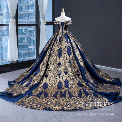 Vintage Red & Gold Sequin Ball Gown Prom Dresses FD1971 viniodress-prom dresses 2025 -Viniodress-Red-Custom Size-