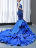 Prom Dress 2025 Vintage Royal Blue Beaded Mermaid Prom Dresses Cap Sleeve Pageant Gown FD1764-unique prom dresses-Royal Blue-US 2-Viniodress