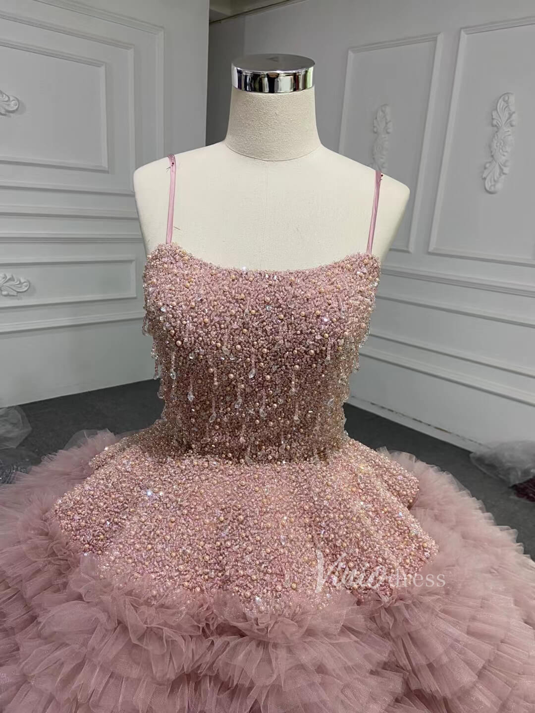 Vintage Ruffle Ball Gowns Dusty Rose Layered Wedding Dresses 222221-Quinceanera Dresses 2025 -Viniodress-Dusty Rose-Custom Size-