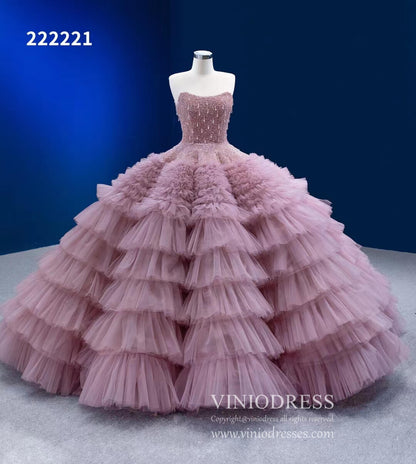 Vintage Ruffle Ball Gowns Dusty Rose Layered Wedding Dresses 222221-Quinceanera Dresses 2025 -Viniodress-Dusty Rose-Custom Size-