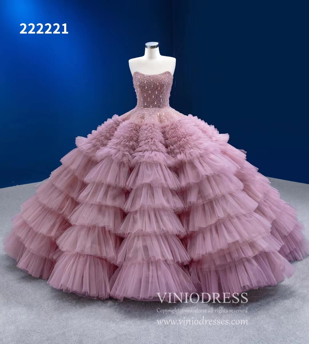 Vintage Ruffle Ball Gowns Dusty Rose Layered Wedding Dresses 222221-Quinceanera Dresses-Viniodress-Viniodress