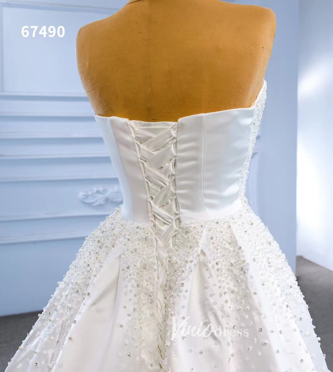 Vintage Satin Strapless Wedding Dresses with Overskirt 67490-wedding dresses 2025 -Viniodress-Ivory-Custom Size-