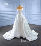 Vintage Satin Strapless Wedding Dresses with Overskirt 67490