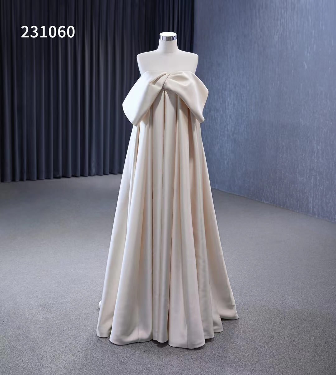 Vintage Satin Wedding Dresses Strapless Bishop Formal Dress 231060-wedding dresses 2025 -Viniodress-Champagne-Custom Size-