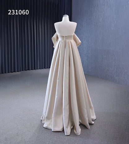 Vintage Satin Wedding Dresses Strapless Bishop Formal Dress 231060-wedding dresses 2025 -Viniodress-Champagne-Custom Size-