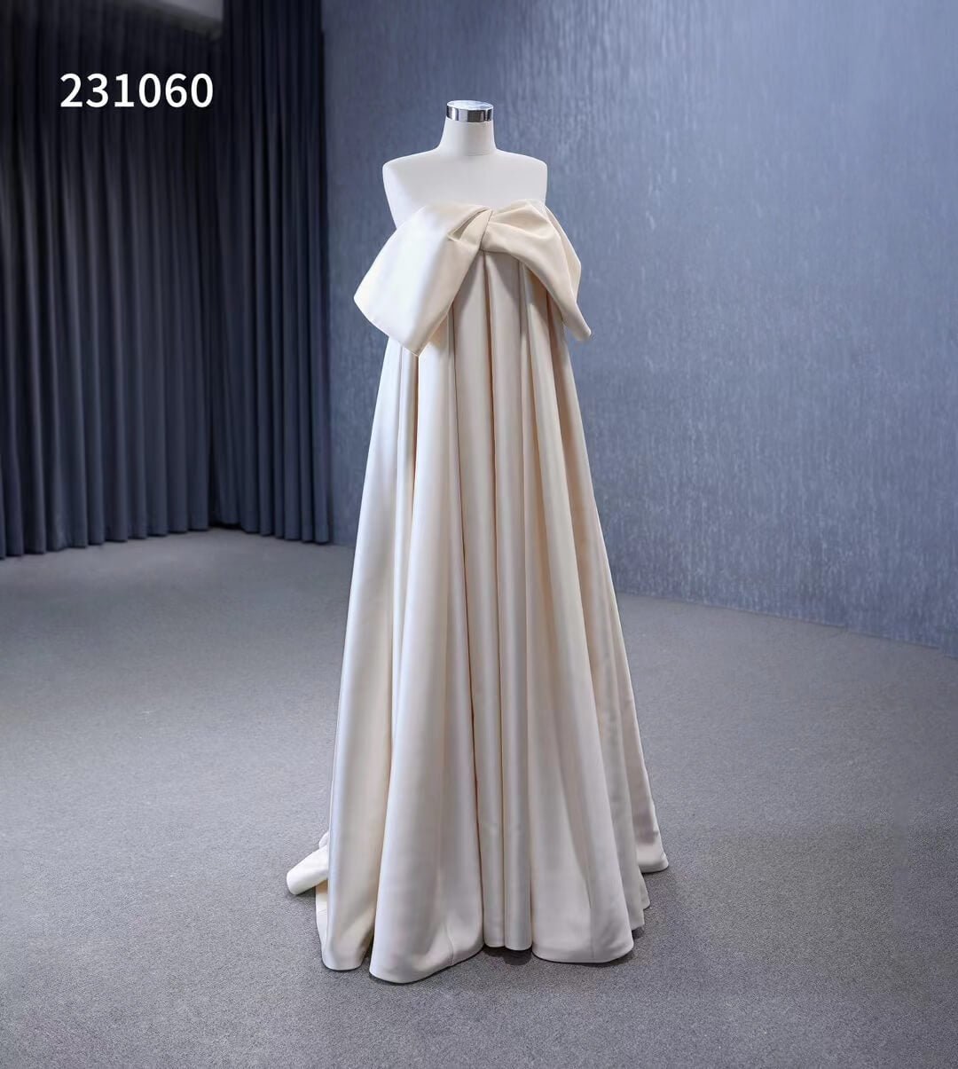 Vintage Satin Wedding Dresses Strapless Bishop Formal Dress 231060-wedding dresses 2025 -Viniodress-Champagne-Custom Size-