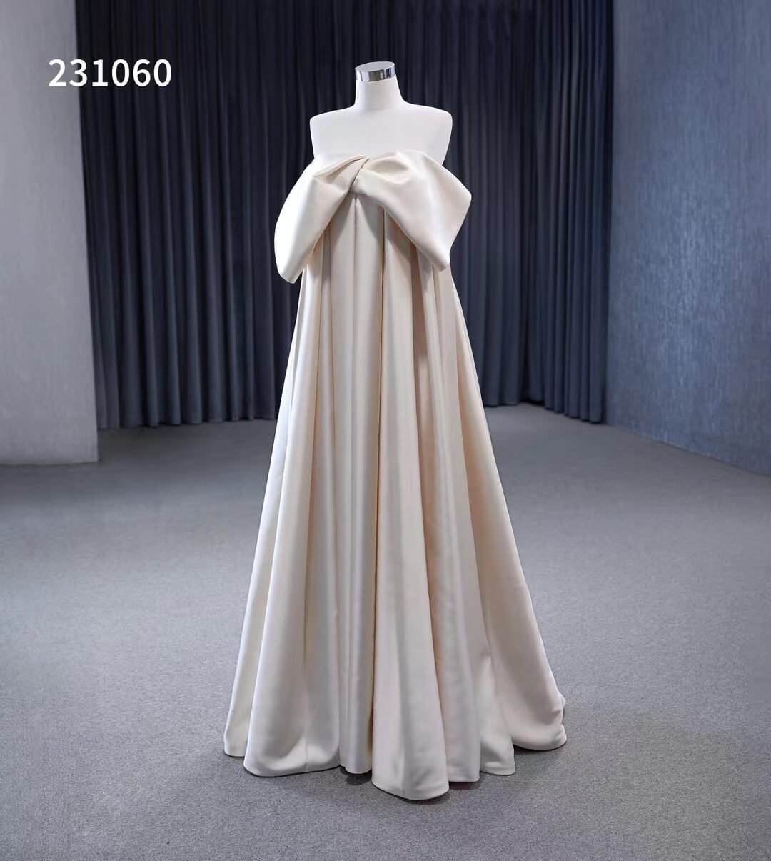 Vintage Satin Wedding Dresses Strapless Bishop Formal Dress 231060-wedding dresses 2025 -Viniodress-Champagne-Custom Size-