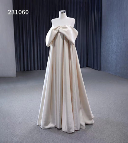 Vintage Satin Wedding Dresses Strapless Bishop Formal Dress 231060-wedding dresses 2025 -Viniodress-Champagne-Custom Size-