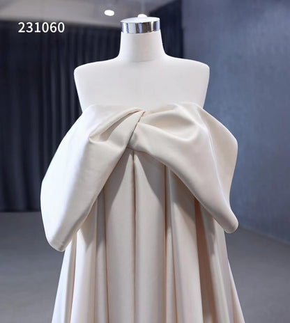 Vintage Satin Wedding Dresses Strapless Bishop Formal Dress 231060-wedding dresses 2025 -Viniodress-Champagne-Custom Size-