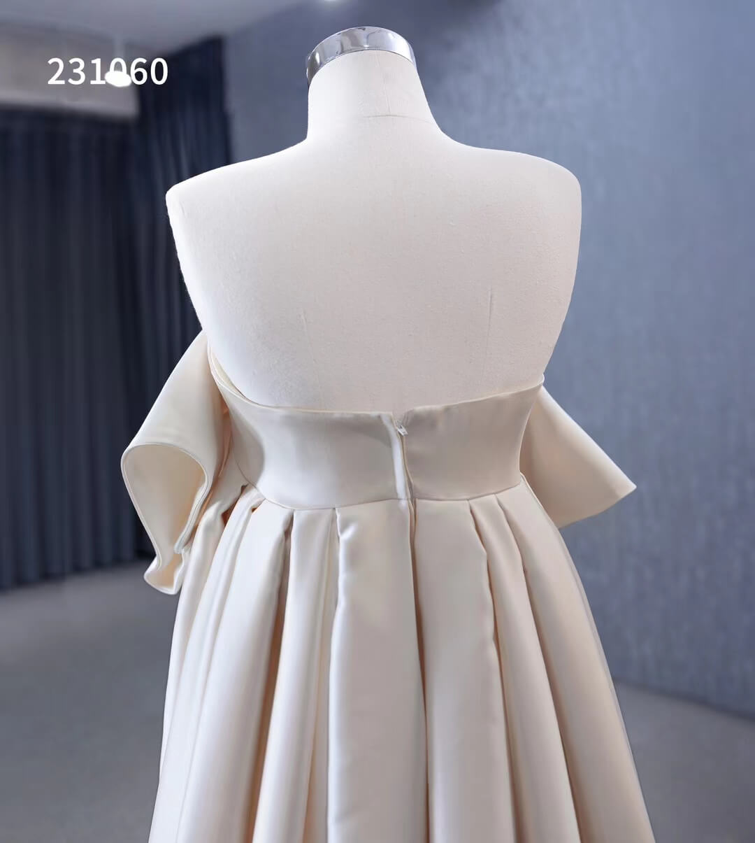 Vintage Satin Wedding Dresses Strapless Bishop Formal Dress 231060-wedding dresses 2025 -Viniodress-Champagne-Custom Size-