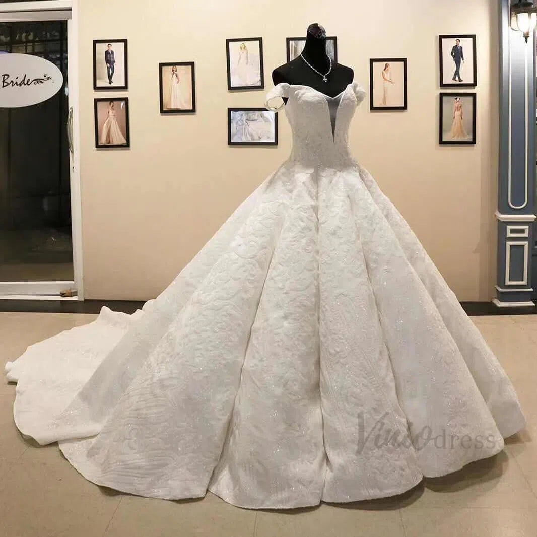 Vintage Sequin Lace Ball Gown Wedding Dresses VW1018-wedding dresses-Viniodress-Viniodress