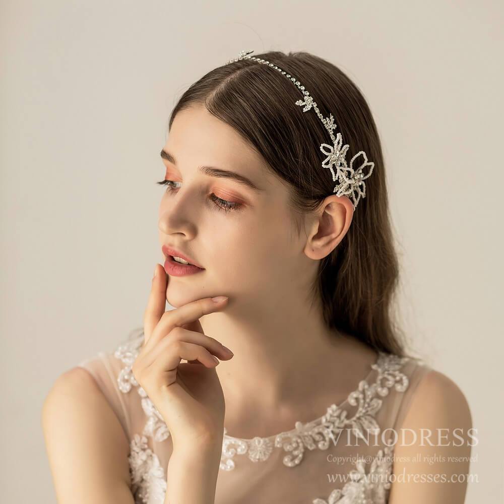 Vintage Silver Beaded Wedding Headband AC1217-Headpieces 2025 -Viniodress-As Picture-