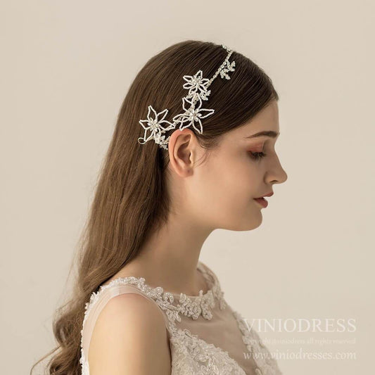 Vintage Silver Beaded Wedding Headband AC1217-Headpieces 2025 -Viniodress-As Picture-