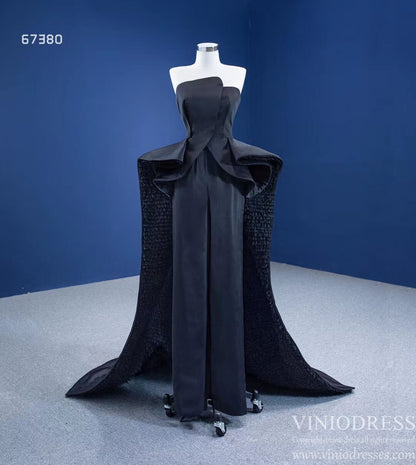 Vintage Strapless Black Overskirt Jumpsuits 67380 viniodress-prom dresses 2025 -Viniodress-Black-Custom Size-
