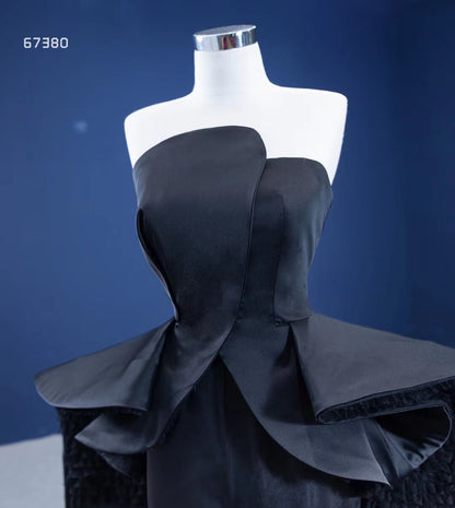 Vintage Strapless Black Overskirt Jumpsuits 67380 viniodress-prom dresses 2025 -Viniodress-Black-Custom Size-