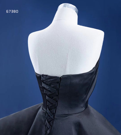 Vintage Strapless Black Overskirt Jumpsuits 67380 viniodress-prom dresses 2025 -Viniodress-Black-Custom Size-
