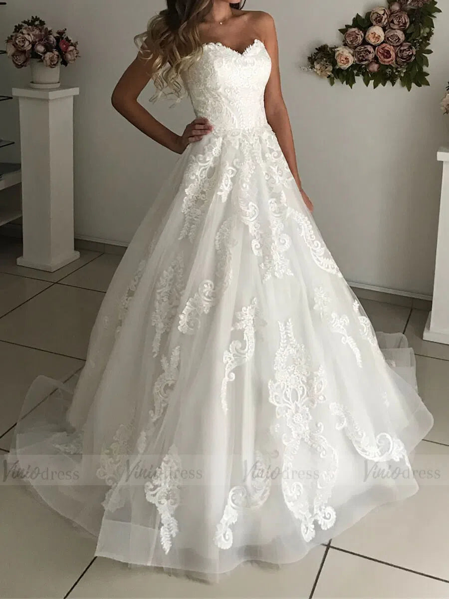 Cheap Vintage Strapless Lace Wedding Dresses 2019 VW1334-wedding dresses-Viniodress-Viniodress