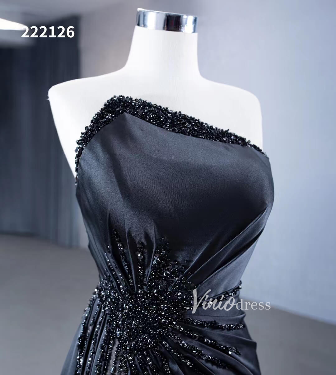 Vintage Strapless Pageant Dress Satin Formal Dresses with Overskirt 222126-prom dresses 2025 -Viniodress-Black-Custom Size-