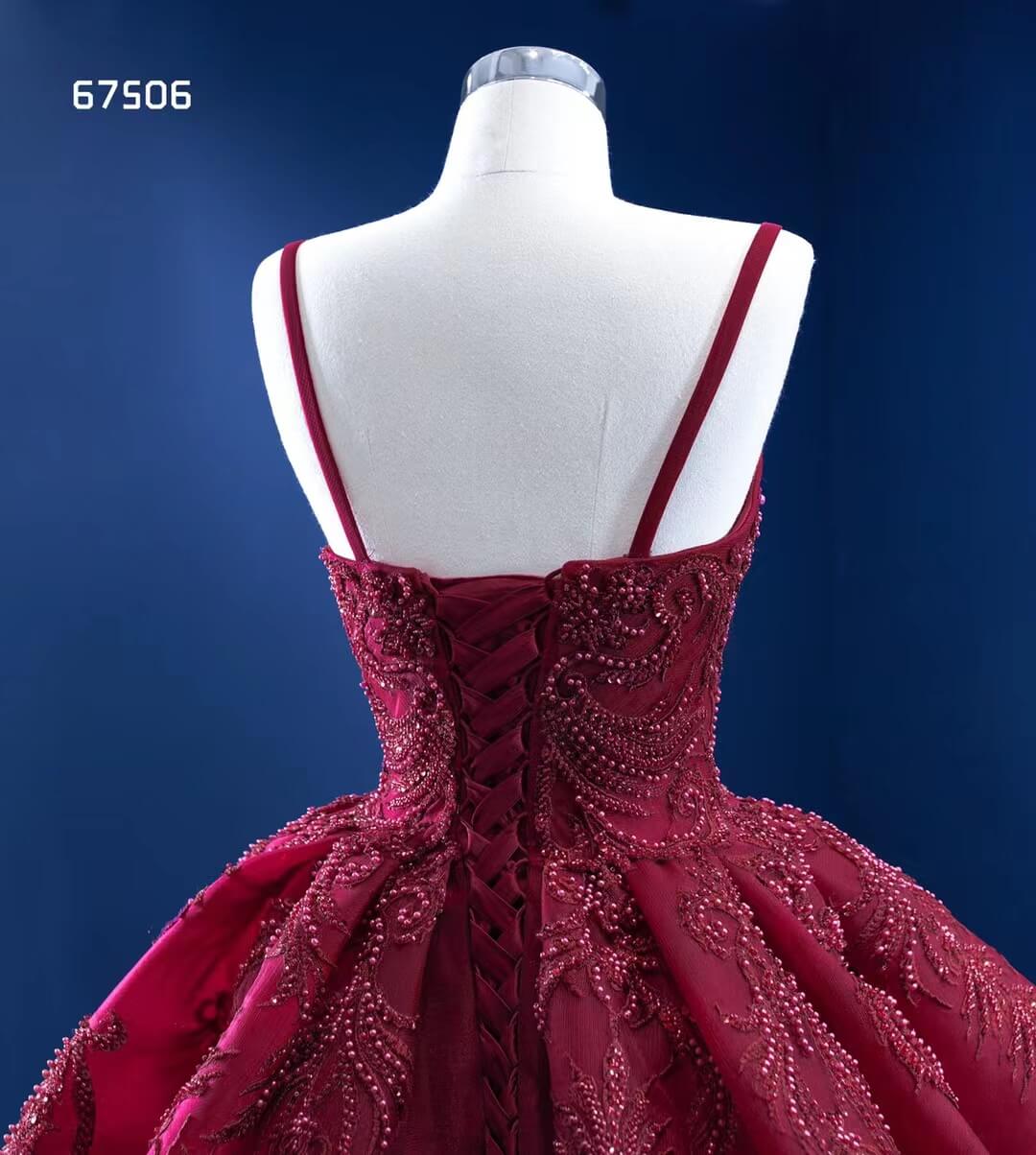 Vintage Tiered Prom Dresses Burgundy Formal Dress Lace Ball Gown 67506-Quinceanera Dresses 2025 -Viniodress-Burgundy-Custom Size-