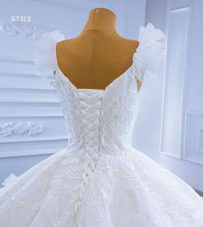 Vintage Tiered Ruffle Wedding Dresses Princess Gown Viniodress 67313-wedding dresses 2025 -Viniodress-Ivory-Custom Size-