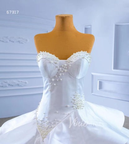 Vintage Tiered Satin Wedding Dress Ball Gown 67317-wedding dresses 2025 -Viniodress-Ivory-Custom Size-