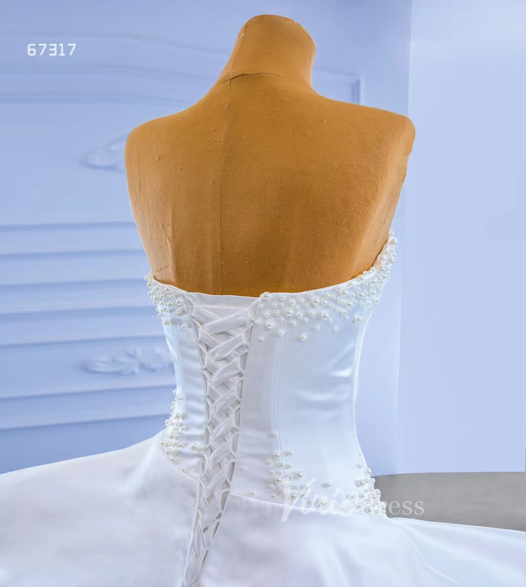Vintage Tiered Satin Wedding Dress Ball Gown 67317-wedding dresses 2025 -Viniodress-Ivory-Custom Size-