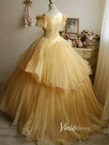 Vintage Yellow Ball Gowns Vintage Organza Quince Dresses FD3447-Quinceanera Dresses-Viniodress-Viniodress