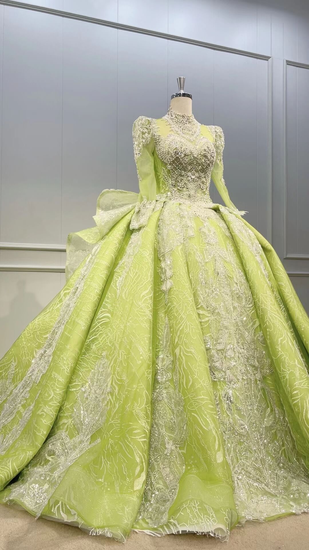 Vintage Yellow Green Wedding Dresses Long Sleeve Ball Gowns 51011-Quinceanera Dresses 2025 -Viniodress-Yellow-US 2-