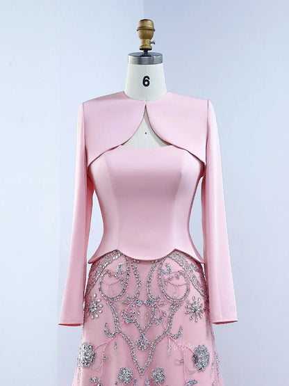 Vintage Yellow Prom Dresses with Jacket Beaded Sheath Formal Dresses BD018-Evening Dresses 2025 -Viniodress-Yellow-US 2-