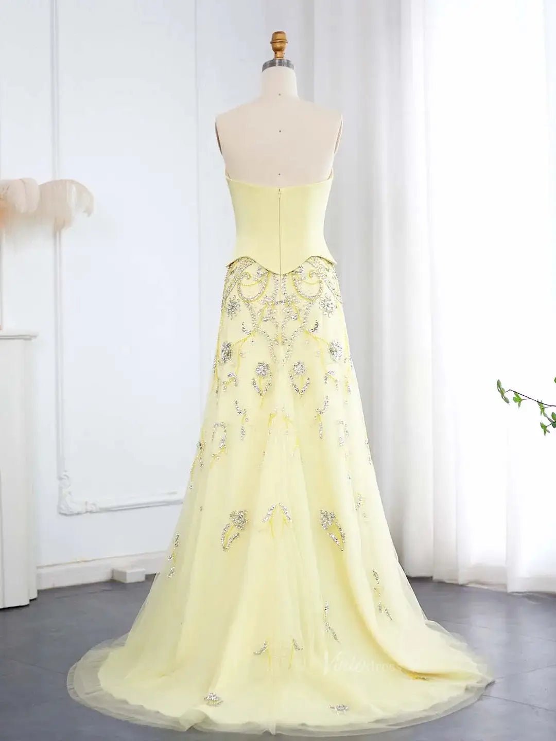 Vintage Yellow Prom Dresses with Jacket Beaded Sheath Formal Dresses BD018-Evening Dresses 2025 -Viniodress-Yellow-US 2-