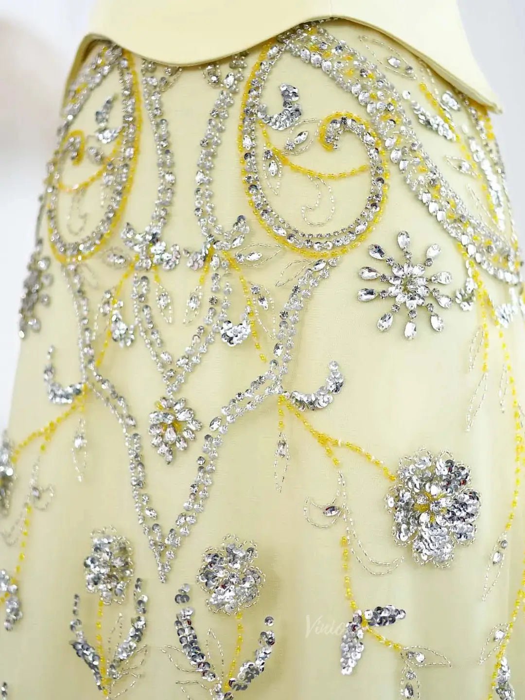 Vintage Yellow Prom Dresses with Jacket Beaded Sheath Formal Dresses BD018-Evening Dresses 2025 -Viniodress-Yellow-US 2-