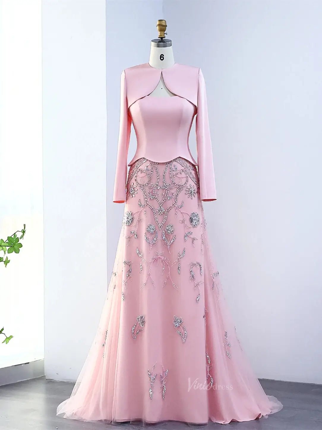 Vintage Yellow Prom Dresses with Jacket Beaded Sheath Formal Dresses BD018-Evening Dresses 2025 -Viniodress-Pink-US 2-