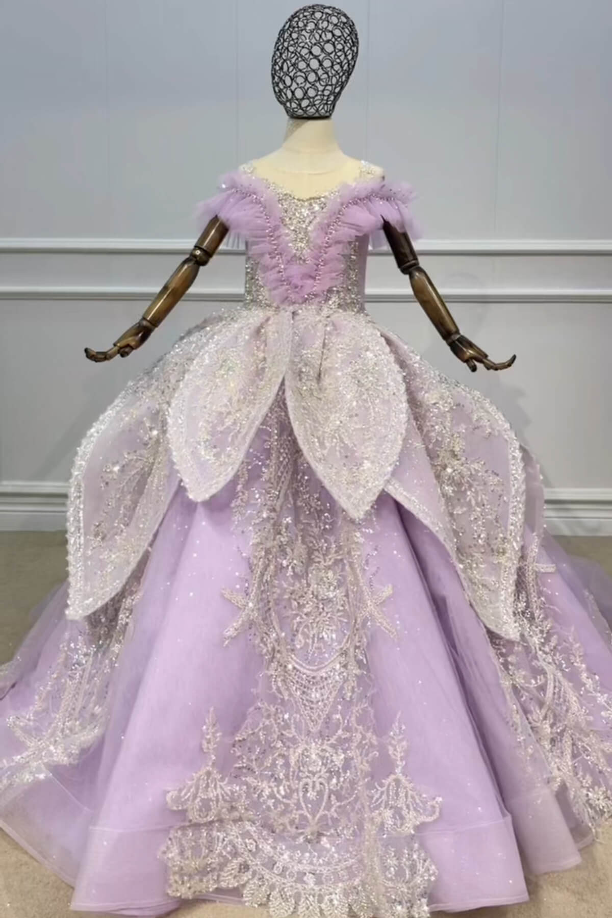 Vitnage Ball Gown Pageant Dresses for Kids 51008-Pageant Dresses for Kids 2025 -Viniodress-Lilac-Custom Size-